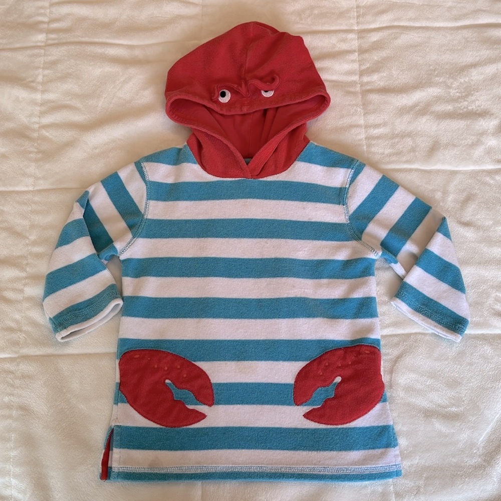 Mini Boden Blue Striped Lobster Hoodie